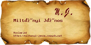 Miltényi János névjegykártya